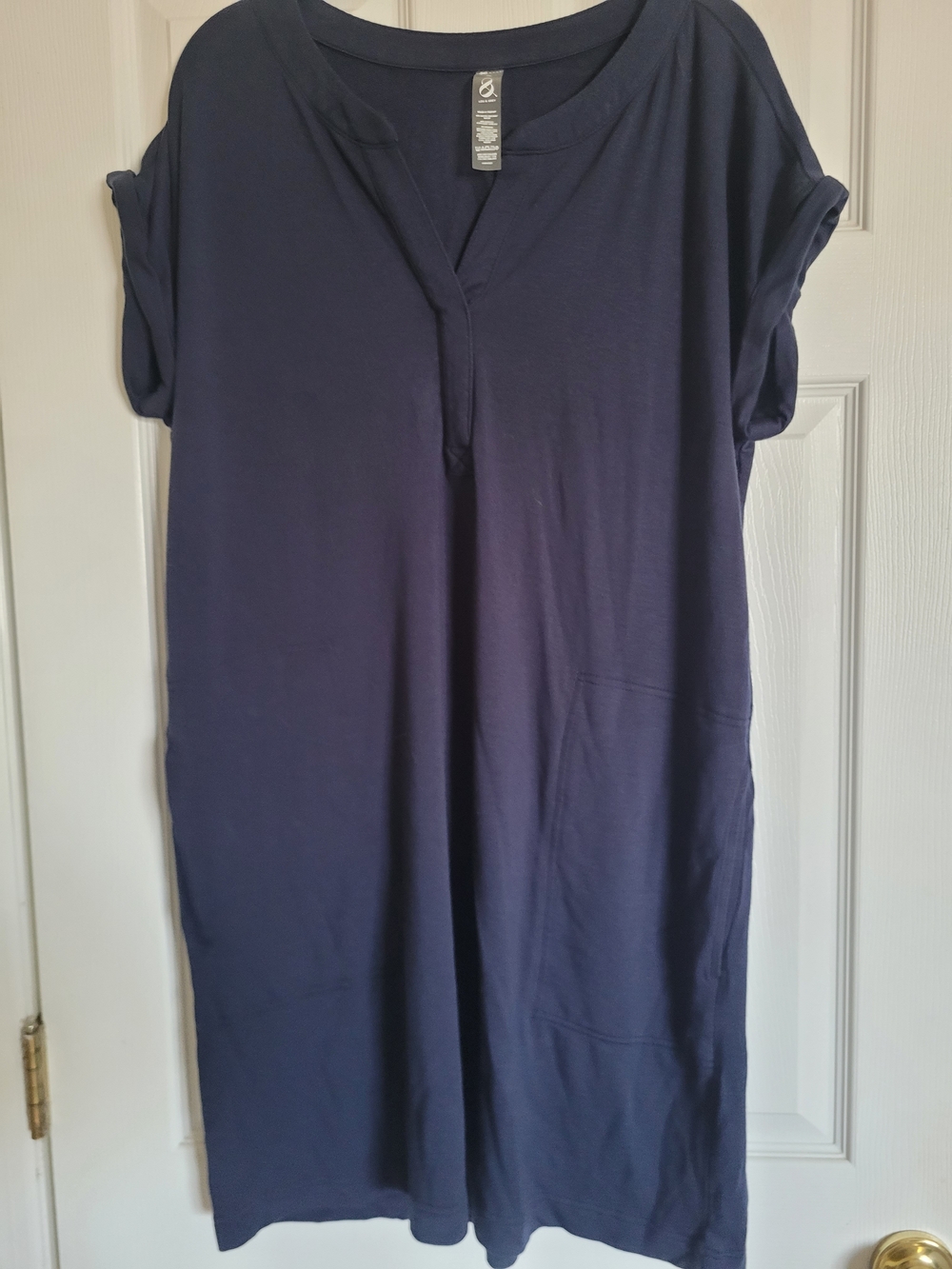 Lou & Grey Navy Short Sleeve V-Neck Dress